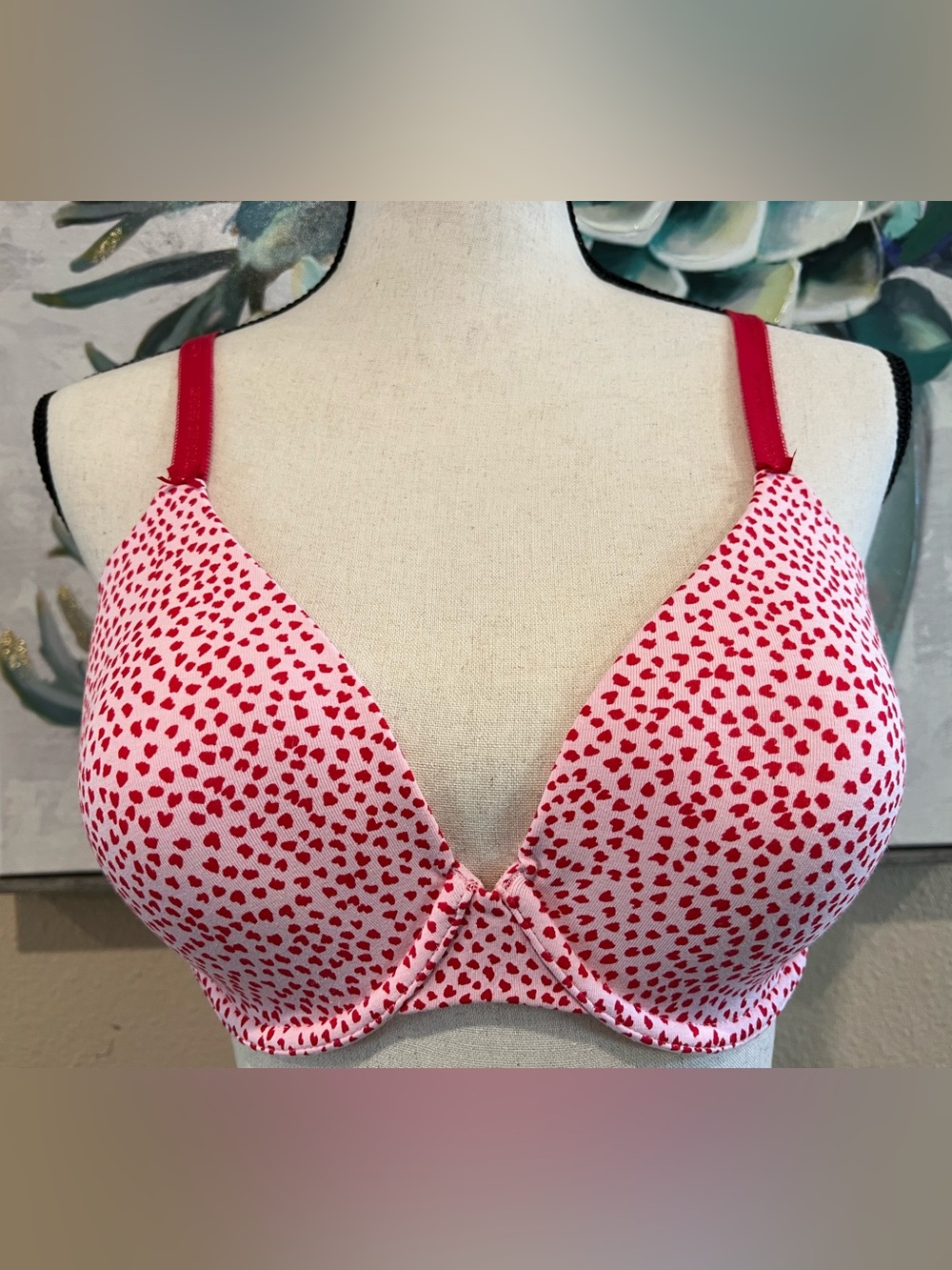 Victoria's Secret Pink Bra with Red Heart Print
